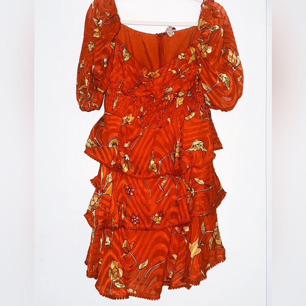 Red floral mini dress. Size 8. Like new worn once.